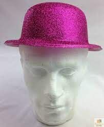 Glitter Fushia Bowler Hat