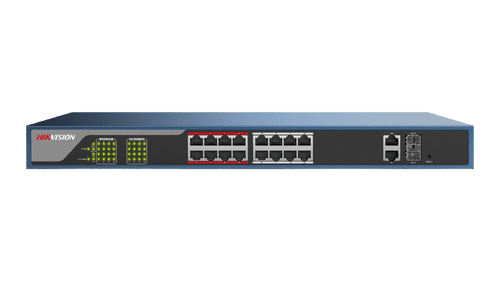 16-Port DS-3E1318P-E Smart Managed Fast Ethernet PoE Switch w/ 2 x 1GbE RJ45/SFP Combo Ports (230W)