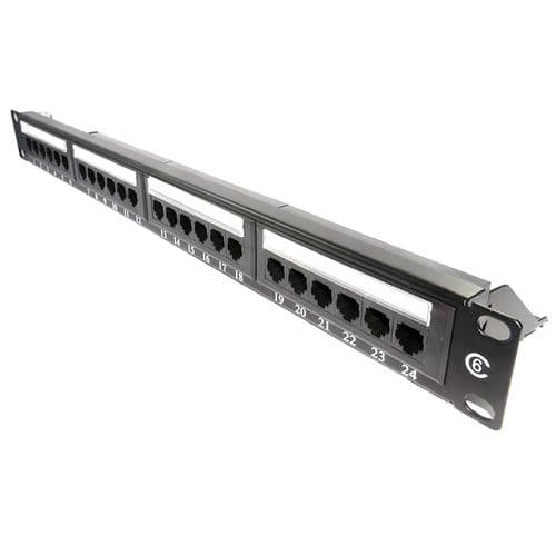 1U 19" 24 Port CAT6 Network RJ45 Patch Panel (UTP) with Back Bar (Dual Use) PPAN-24-CAT6-N