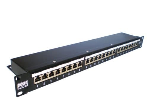 1U 19" 24 Port CAT6 Network RJ45 Vertical Shielded Patch Panel (STP) w/ Cable Management PPAN-C6-24S