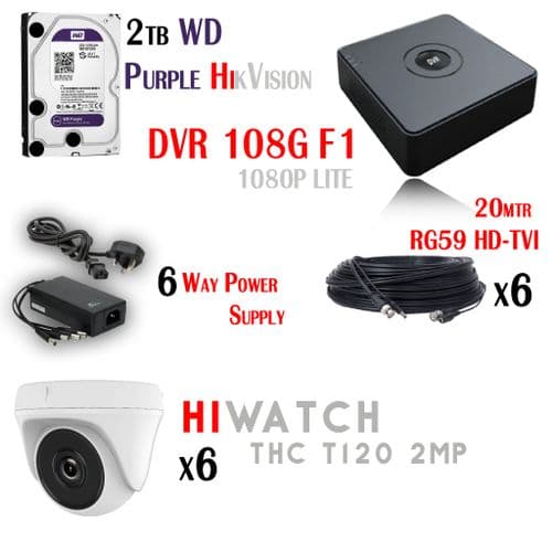 2MP THC T120 6 Camera Kit 1080P (T108Q-B/2T)
