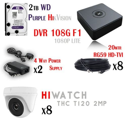 2MP THC T120 8 Camera Kit 2MP 1080P (T108Q-B/2T)
