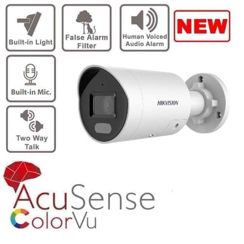 4 MP DS-2CD2047G2-LU/SL ColorVu Strobe Light and Audible Warning Fixed Mini Bullet Network Camera