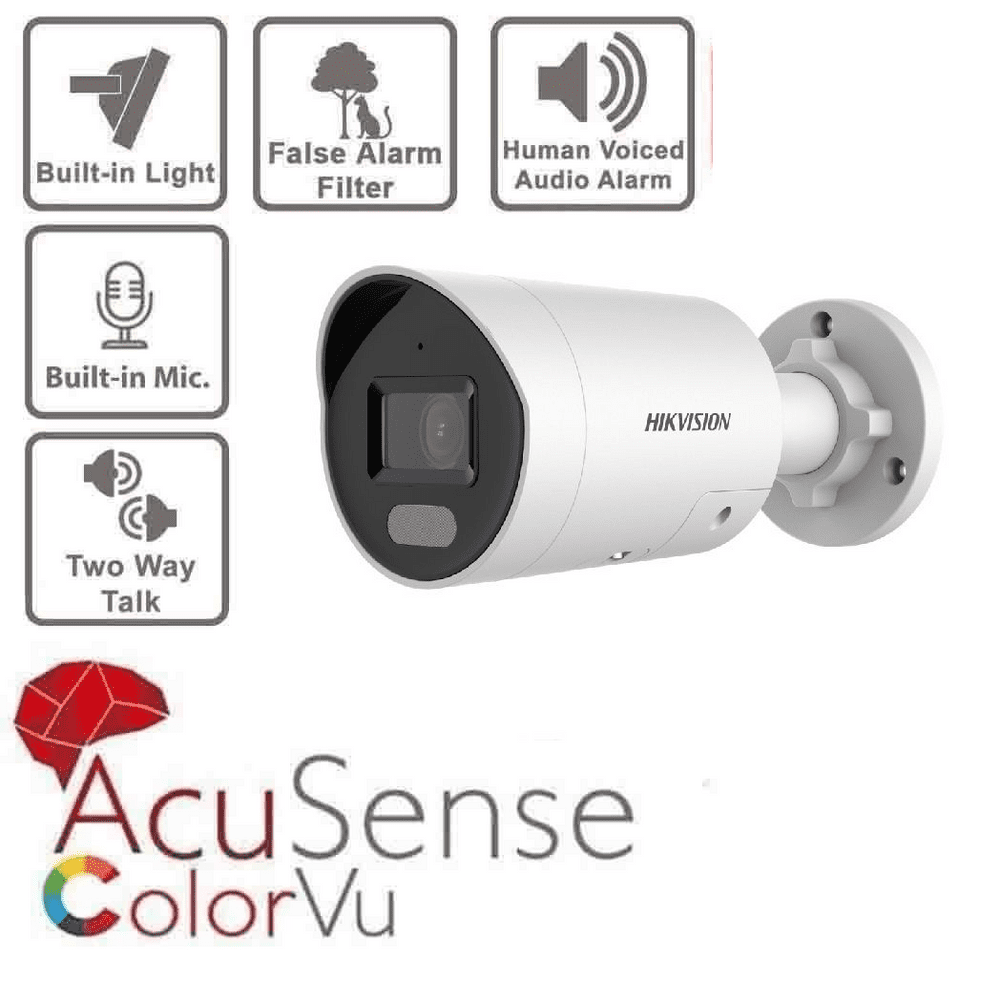 4 MP DS-2CD2047G2-LU/SL ColorVu Strobe Light and Audible Warning Fixed Mini Bullet Network Camera