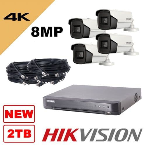 4K 8MP 8 Channel 4 Camera Kit 2TB - Bullet