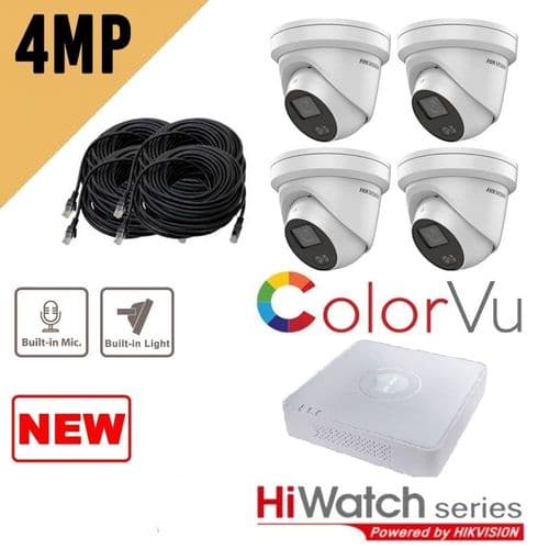 4MP  IP ColorVu  + 8 Channel NVR KIT 4 x 20 Meter Cat5 Cable