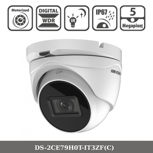5MP DS-2CE79H0T-IT3ZF(C) Hikvision PoC Motorized Varifocal Turret Camera WHITE/BLACK