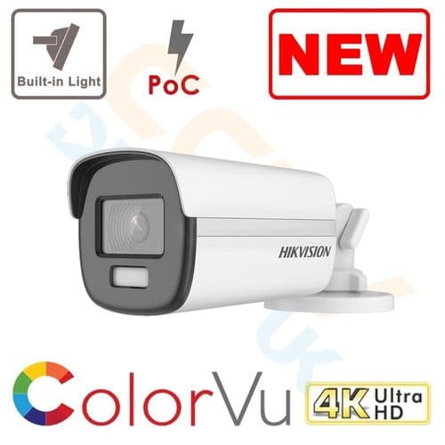 8MP 4K DS-2CE12UF3T-E ColorVu POC Fixed Bullet Camera 40M White Light - TVI