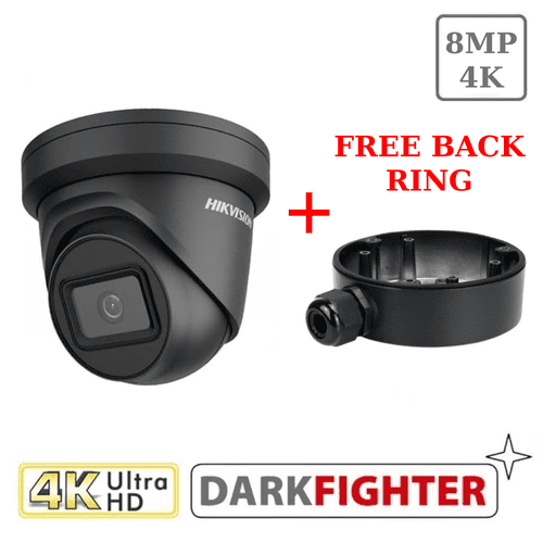 8MP DS-2CD2385G1-I Black IR Hikvision Fixed Turret Network Camera Black + Free Ring Bundle