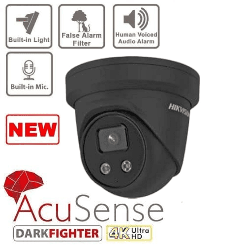 8MP DS-2CD2386G2-ISU/SL/B Black AcuSense Turret Network Camera Hikvision