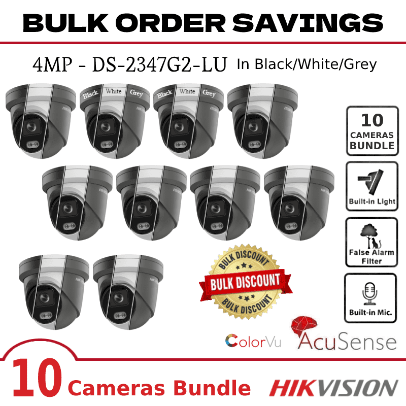 Bulk Order Deal - 10 x 4MP Hikvision DS-2347G2-LU AcuSense ColorVu IP PoE Camera