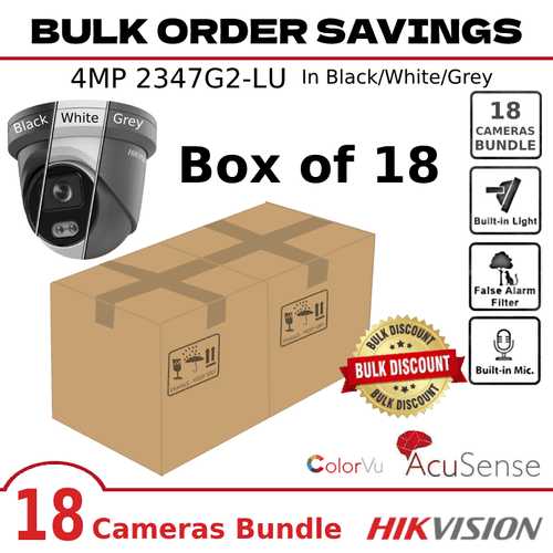 Bulk Order Deal - 18 x 4MP Hikvision DS-2347G2-LU AcuSense ColorVu IP PoE Camera