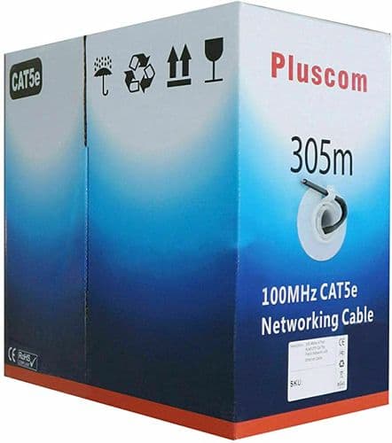 Cat5e BLACK 305M External Pluscom/Splinktech Network RJ45 LAN UTP CCA Cable 305m