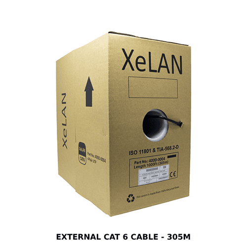 CAT6 UTP External 4 Pair Cable (Box of 305m, Black) XeLan