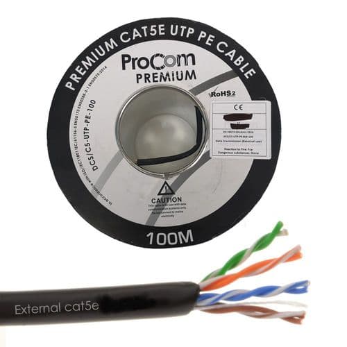 External CAT5e Outdoor FULL COPPER Ethernet Network Cable Reel UTP 100m