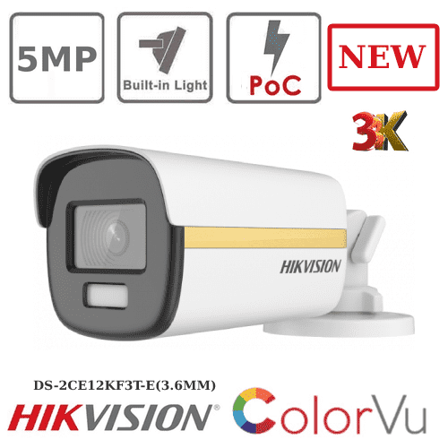Hikvision DS-2CE12KF3T-E 3.6mm - 3K ColorVu PoC Fixed Bullet Camera - Due Q3