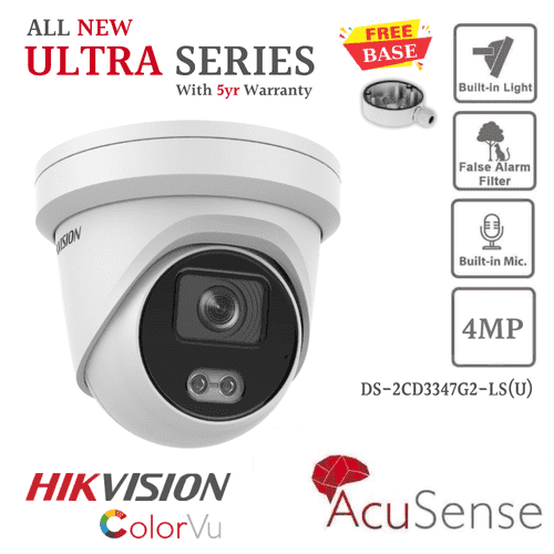 Hikvision Ultra Series - DS-2CD3347G2-LS(U) 4 MP ColorVu Fixed Turret Network Camera