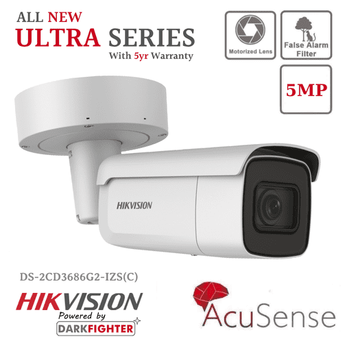 Hikvision Ultra Series - DS-2CD3686G2-IZS(C) 8 MP AcuSense Varifocal Bullet Network (IP) Camera