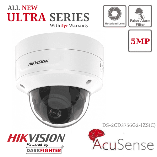 Hikvision Ultra Series -DS-2CD3756G2-IZS(C) 5MP Varifocal AcuSense Fixed Turret Network Camera
