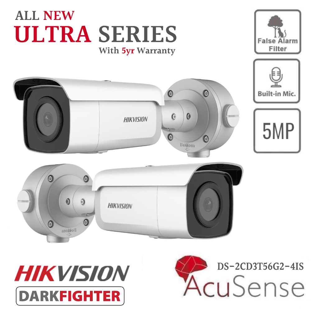 Hikvision Ultra Series - DS-2CD3T56G2-4IS 5 MP AcuSense Fixed Bullet Network Camera - 4MM