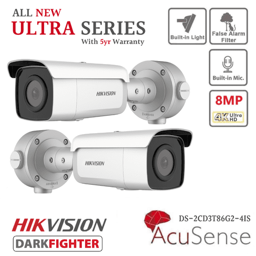Hikvision Ultra Series - DS-2CD3T86G2-4IS 8 MP AcuSense Fixed Bullet Network (IP) Camera 4MM
