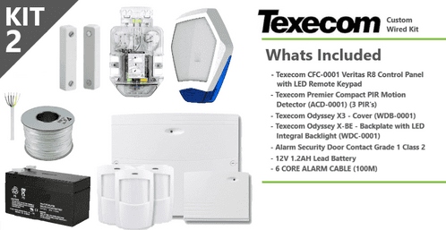 Texecom Kit 2 -  All in 1 - CFC-0001 Veritas R8 Control Panel + Complete Sounder + Sensors & More