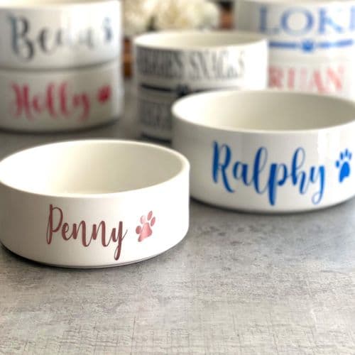Ceramic Personalised Dog Bowls - Signature
