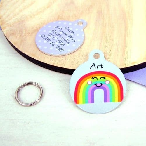 Personalised Dog ID Tag - Polka Dot Rainbow