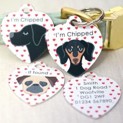 Personalised Dog ID Tag - Valentines Heart - Choose Your Breed