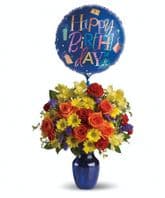 SUNNY BOUQUET WITH BIRTHDAY BALLOON