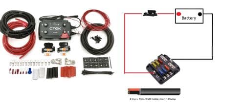 Campervan Wiring Kit with Ctek D250SE Battery to battery Charger + Fuse Box
